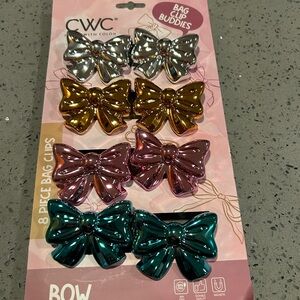 Cook With Color Iridescent Metallic MULTICOLOR BOW Magnetic Bag Clips NEW